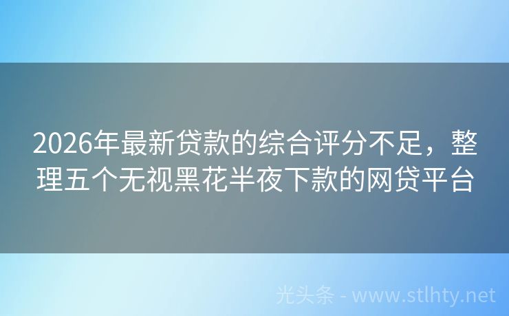 2026年最新贷款的综合评分不足，整理五个无视黑花半夜下款的网贷平台