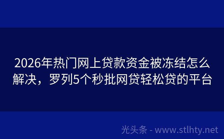 2026年热门网上贷款资金被冻结怎么解决，罗列5个秒批网贷轻松贷的平台