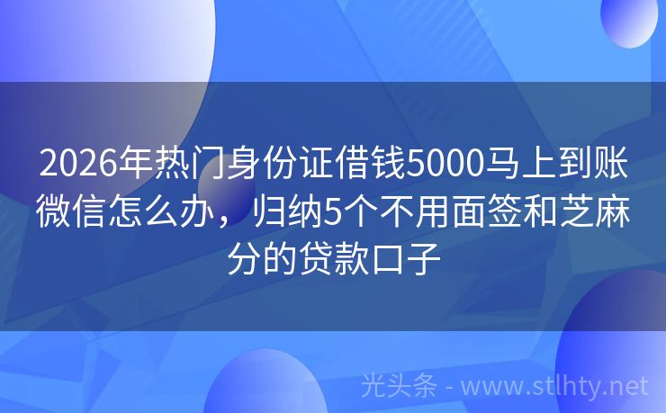 2026年热门身份证借钱5000马上到账微信怎么办，归纳5个不用面签和芝麻分的贷款口子