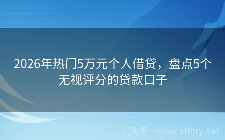 2026年热门5万元个人借贷，盘点5个无视评分的贷款口子