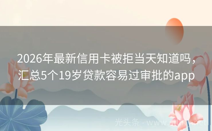 2026年最新信用卡被拒当天知道吗，汇总5个19岁贷款容易过审批的app