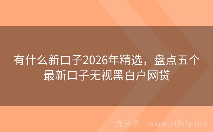 有什么新口子2026年精选，盘点五个最新口子无视黑白户网贷