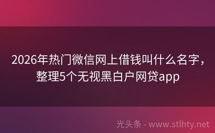 2026年热门微信网上借钱叫什么名字，整理5个无视黑白户网贷app