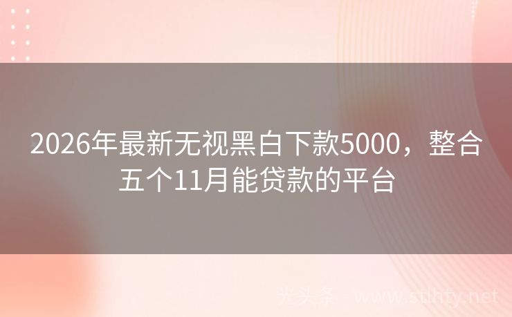 2026年最新无视黑白下款5000，整合五个11月能贷款的平台