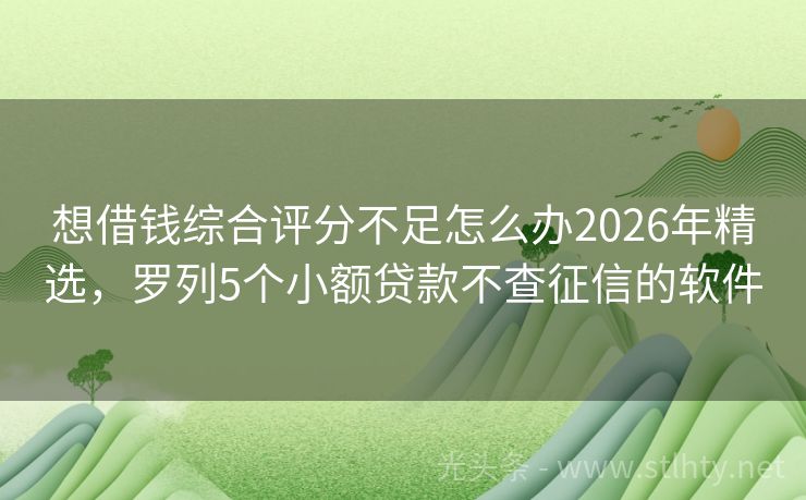 想借钱综合评分不足怎么办2026年精选，罗列5个小额贷款不查征信的软件