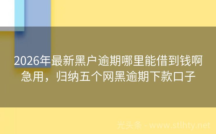 2026年最新黑户逾期哪里能借到钱啊急用，归纳五个网黑逾期下款口子