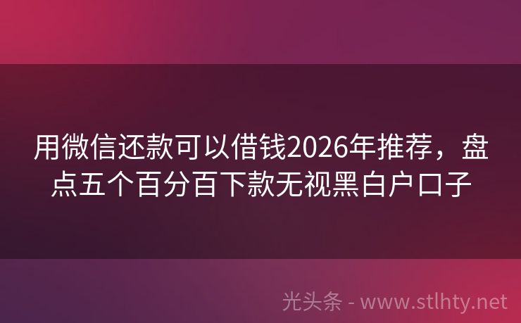 用微信还款可以借钱2026年推荐，盘点五个百分百下款无视黑白户口子
