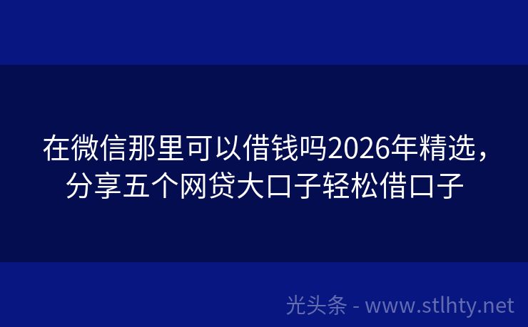 在微信那里可以借钱吗2026年精选，分享五个网贷大口子轻松借口子