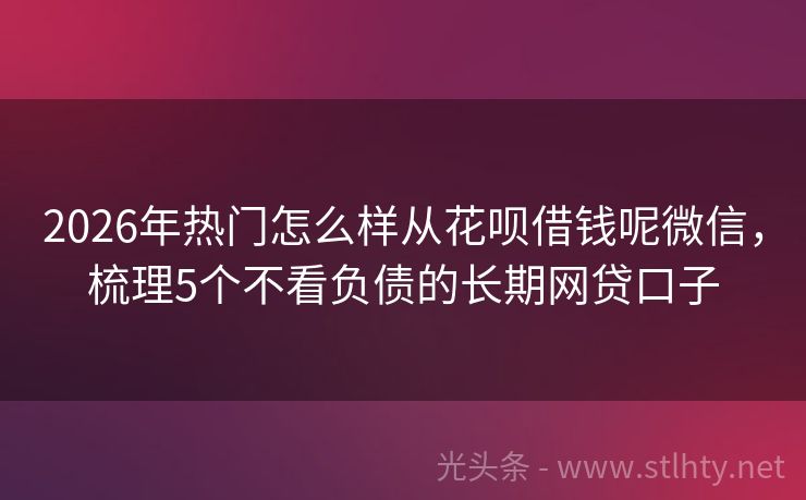 2026年热门怎么样从花呗借钱呢微信，梳理5个不看负债的长期网贷口子