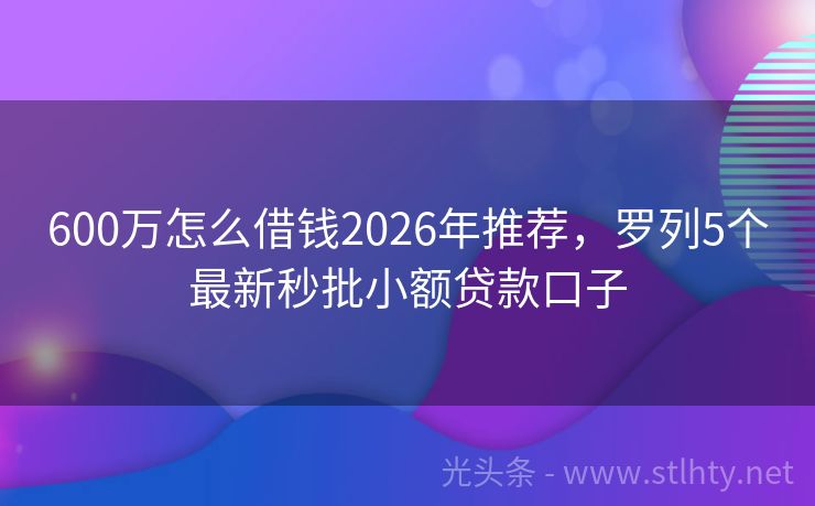 600万怎么借钱2026年推荐，罗列5个最新秒批小额贷款口子