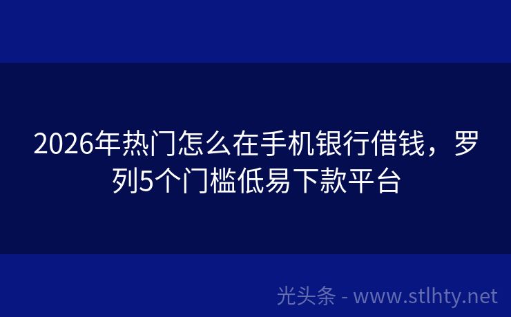 2026年热门怎么在手机银行借钱，罗列5个门槛低易下款平台