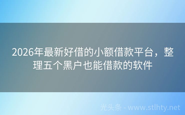 2026年最新好借的小额借款平台，整理五个黑户也能借款的软件
