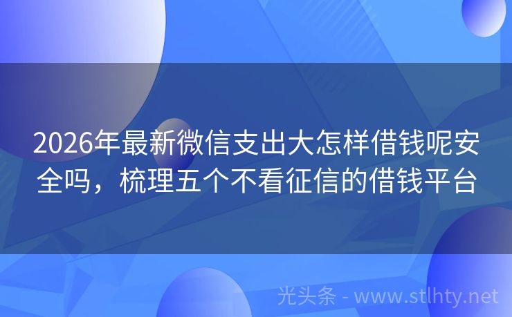 2026年最新微信支出大怎样借钱呢安全吗，梳理五个不看征信的借钱平台