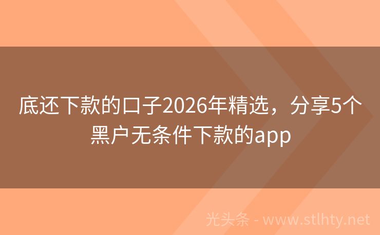 底还下款的口子2026年精选，分享5个黑户无条件下款的app