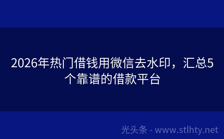 2026年热门借钱用微信去水印，汇总5个靠谱的借款平台