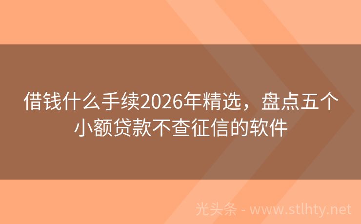 借钱什么手续2026年精选，盘点五个小额贷款不查征信的软件