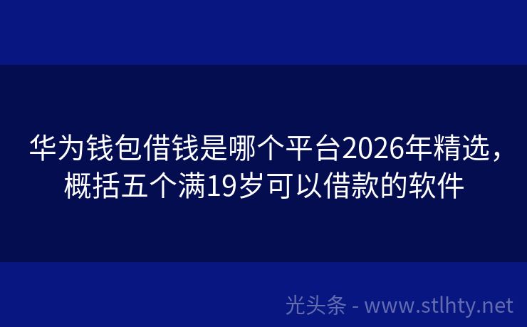 华为钱包借钱是哪个平台2026年精选，概括五个满19岁可以借款的软件