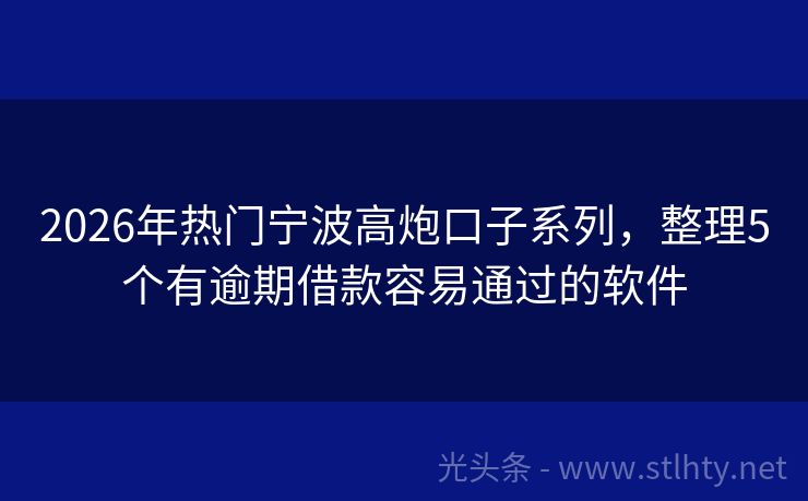2026年热门宁波高炮口子系列，整理5个有逾期借款容易通过的软件
