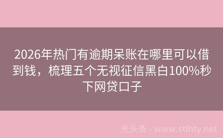 2026年热门有逾期呆账在哪里可以借到钱，梳理五个无视征信黑白100%秒下网贷口子