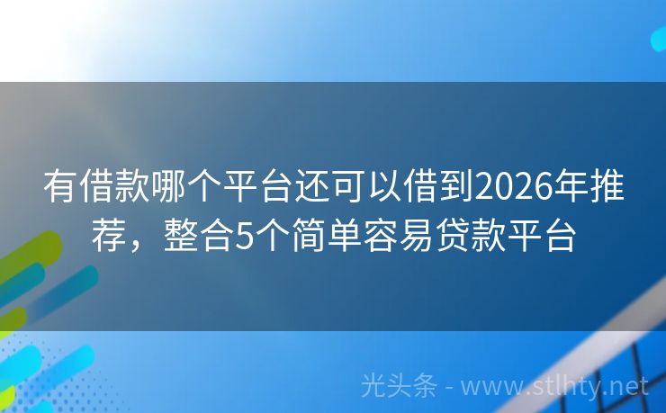 有借款哪个平台还可以借到2026年推荐，整合5个简单容易贷款平台