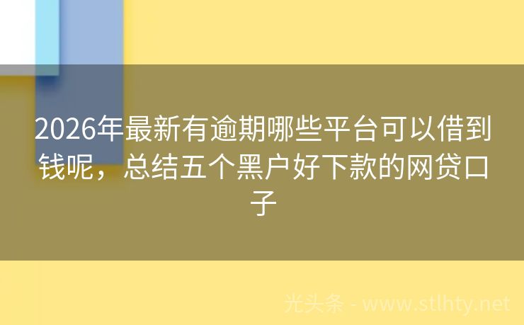 2026年最新有逾期哪些平台可以借到钱呢，总结五个黑户好下款的网贷口子