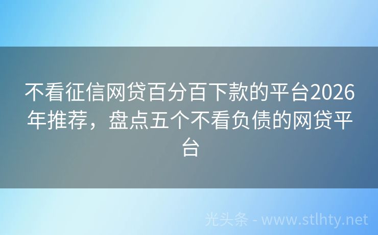 不看征信网贷百分百下款的平台2026年推荐，盘点五个不看负债的网贷平台
