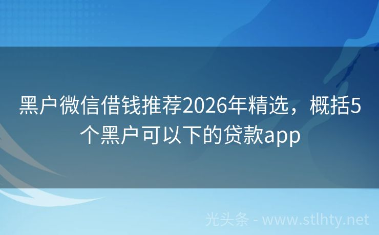 黑户微信借钱推荐2026年精选，概括5个黑户可以下的贷款app