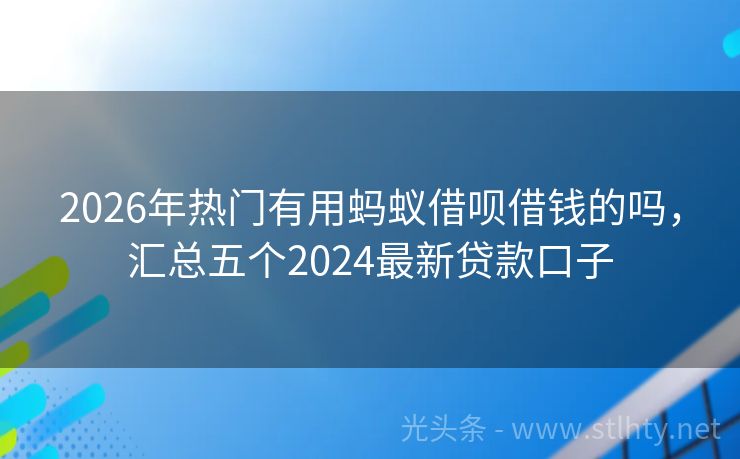 2026年热门有用蚂蚁借呗借钱的吗，汇总五个2024最新贷款口子