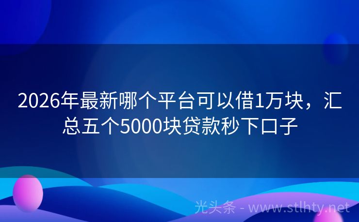 2026年最新哪个平台可以借1万块，汇总五个5000块贷款秒下口子