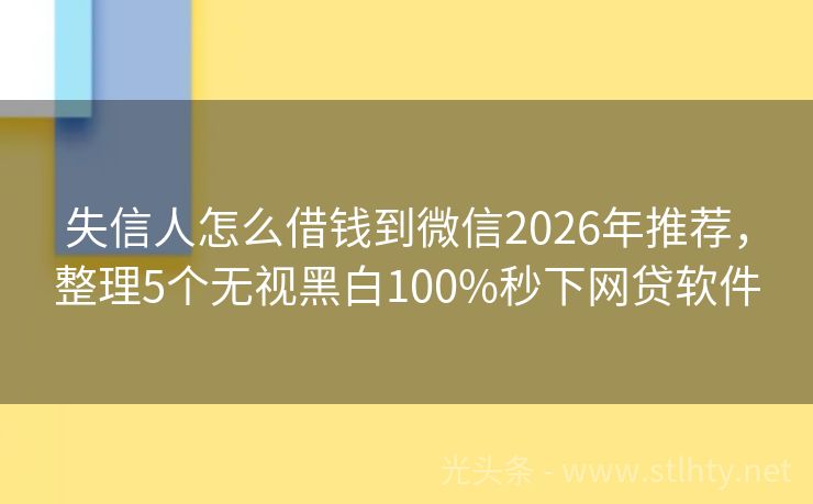 失信人怎么借钱到微信2026年推荐，整理5个无视黑白100%秒下网贷软件