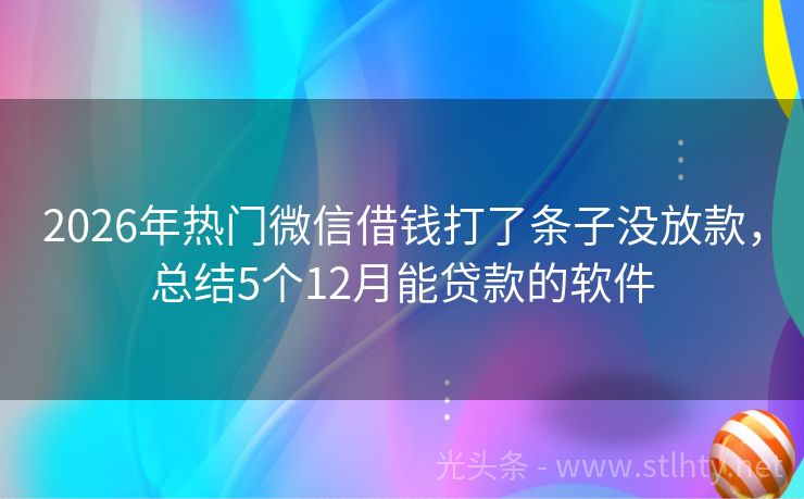 2026年热门微信借钱打了条子没放款，总结5个12月能贷款的软件