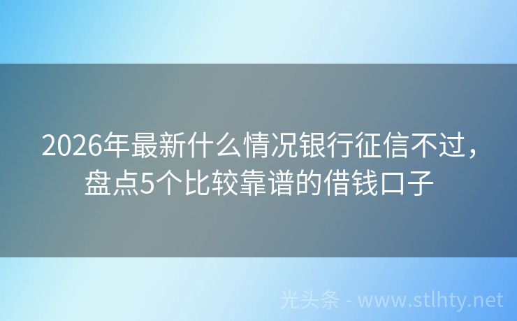 2026年最新什么情况银行征信不过，盘点5个比较靠谱的借钱口子