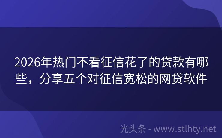 2026年热门不看征信花了的贷款有哪些，分享五个对征信宽松的网贷软件
