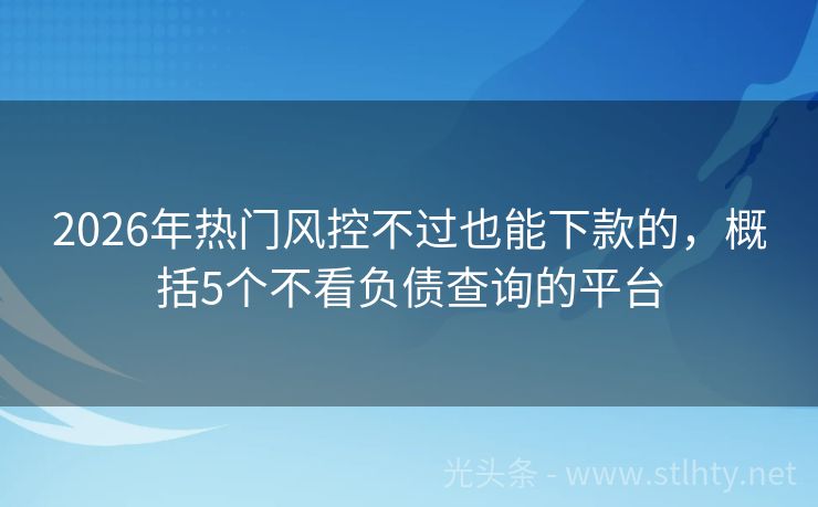 2026年热门风控不过也能下款的，概括5个不看负债查询的平台
