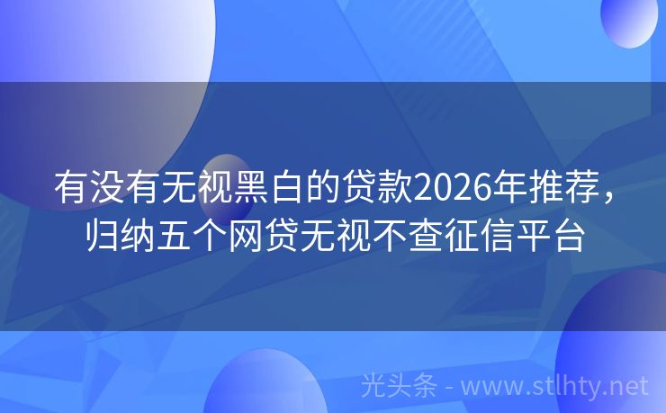 有没有无视黑白的贷款2026年推荐，归纳五个网贷无视不查征信平台