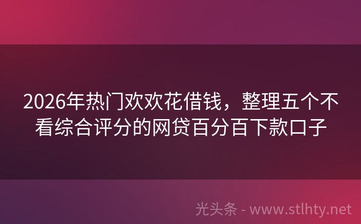 2026年热门欢欢花借钱，整理五个不看综合评分的网贷百分百下款口子