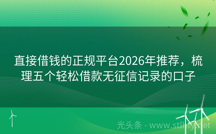 直接借钱的正规平台2026年推荐，梳理五个轻松借款无征信记录的口子