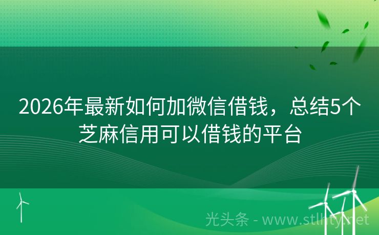 2026年最新如何加微信借钱，总结5个芝麻信用可以借钱的平台