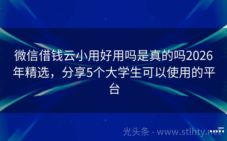微信借钱云小用好用吗是真的吗2026年精选，分享5个大学生可以使用的平台