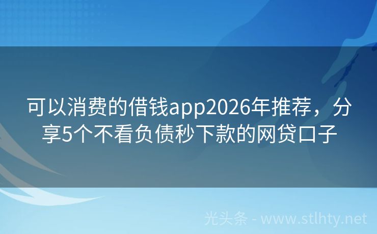 可以消费的借钱app2026年推荐，分享5个不看负债秒下款的网贷口子