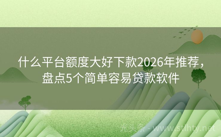 什么平台额度大好下款2026年推荐，盘点5个简单容易贷款软件