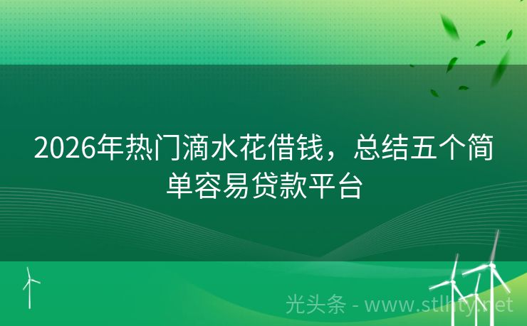 2026年热门滴水花借钱，总结五个简单容易贷款平台