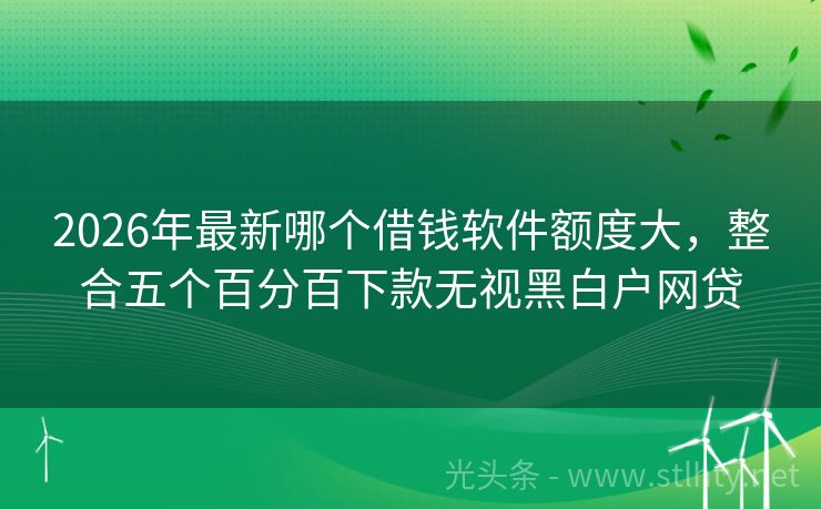 2026年最新哪个借钱软件额度大，整合五个百分百下款无视黑白户网贷