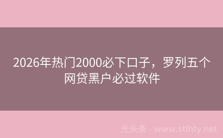2026年热门2000必下口子，罗列五个网贷黑户必过软件