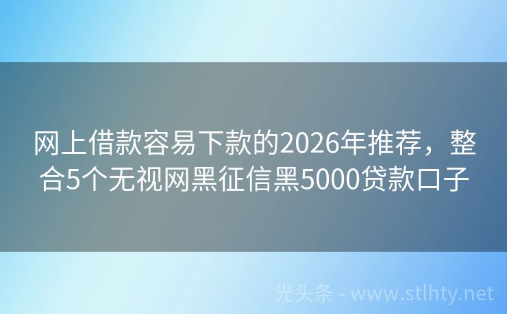 网上借款容易下款的2026年推荐，整合5个无视网黑征信黑5000贷款口子