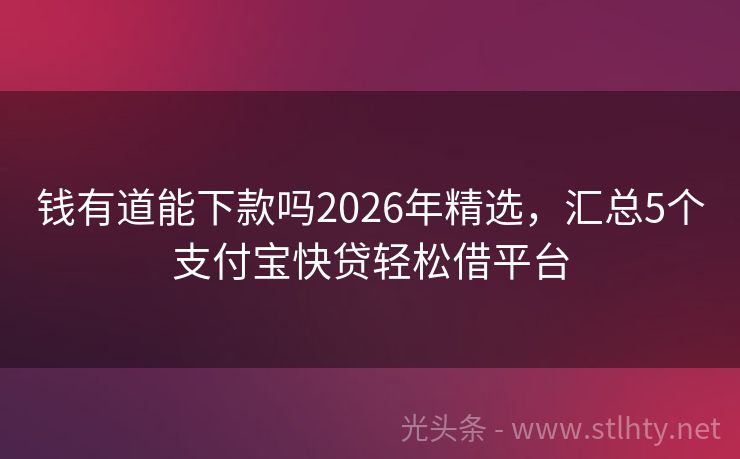 钱有道能下款吗2026年精选，汇总5个支付宝快贷轻松借平台