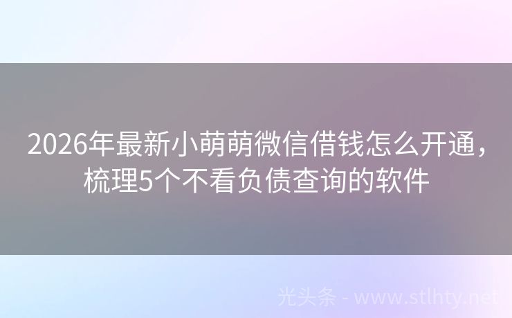 2026年最新小萌萌微信借钱怎么开通，梳理5个不看负债查询的软件