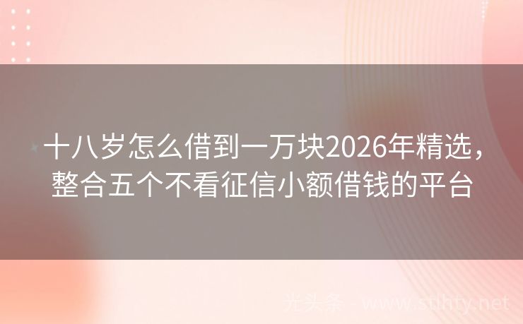 十八岁怎么借到一万块2026年精选，整合五个不看征信小额借钱的平台