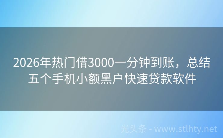 2026年热门借3000一分钟到账，总结五个手机小额黑户快速贷款软件