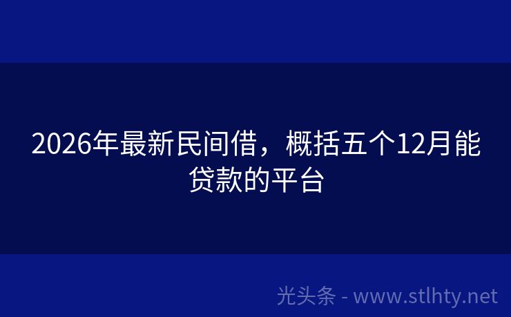 2026年最新民间借，概括五个12月能贷款的平台